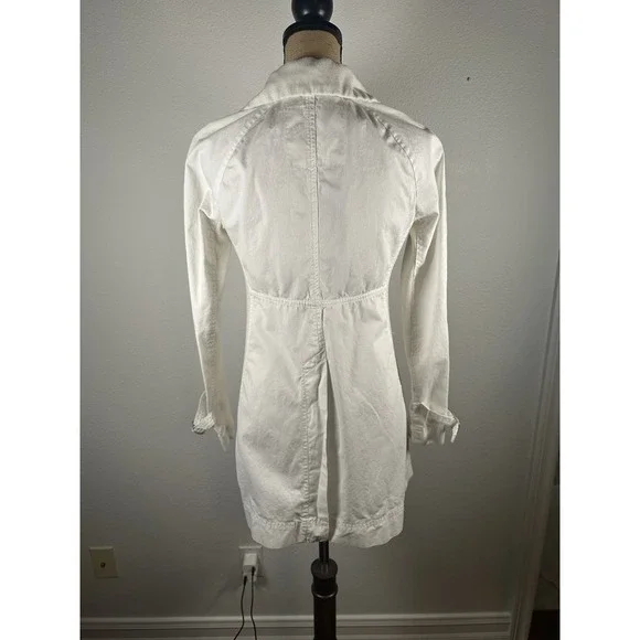 Free People Snap Down Trench Coat Womens 4 Cream White Overcoat - Picture 10 of 14